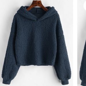 zaful cropped fuzzy hoodie